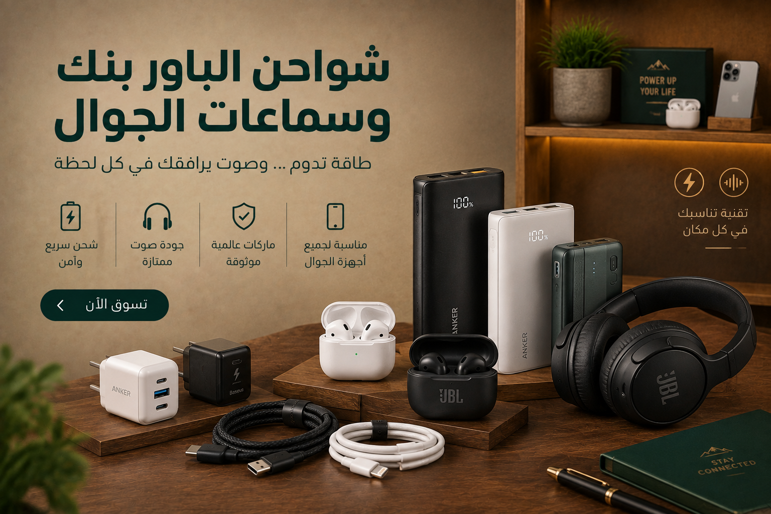 باور بانك وسماعات وتخزين
